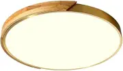 Ultra-Thin 1.6in All Copper Solid Wood Round LED Flush Mount Ceiling Light, Three-Color Dimming Ceiling Lamp, Simple Flat Modern Ceiling Lighting Fixture, Acrylic Lamp Shade