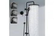 ACA Rain Shower head set 10 inch Shower head Handheld head Twin Shower taps Separate water inlet Black