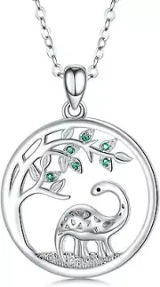 Tree of Life Necklace Dinosaur Pendant Necklace 925 Sterling Silver Jewelry Gift