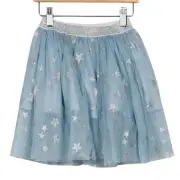 Stella McCartney Blue Pull On Silver Stars Print Tulle Skirt Girls Sz 6 YRS NEW