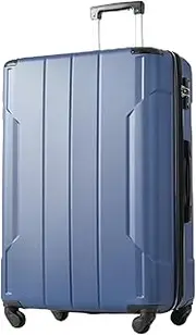 [SPOFLYINN] Hardshell Suitcase with Lightweight TSA Approved Locks and 3-Level Telescopic Handle Swivel Suitcase Travel Luggage with Expandable Function, Blue, 24 inches, Casual