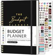 DOURA Monthly Budget Planner, Monthly Budget Book with Cash Envelopes and Expense Tracker Notebook, 5.5" x 8", Undated Budget Planner and Monthly Bill Organizer with Stickers - Black
