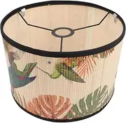 DOITOOL Vintage Bamboo Drum Lamp Cover - Unique Printed Lamp Shades for Home Decor - Wooden E27 Ceiling Shades
