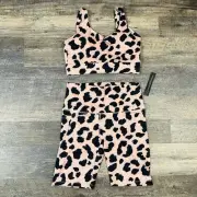 Catherine Malandrino Rose Cheetah Biker Short Sport Bara Outfit Set