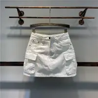 在飛比找ETMall東森購物網優惠-夏季韓版大口袋防走光白色牛仔裙