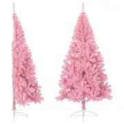 Artificial Weather resistant Half Christmas Tree w/ Stand Pink PVC Holiday Decor