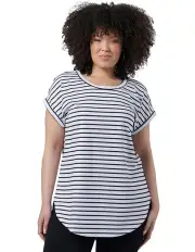 [Indigo Tonic] Lauren Longline Stripe Tee in Black/White