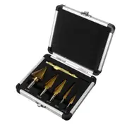 6Pcs Hss Titanium Coated Step Drill Bit With Center Punch Set Hole Cutter Drilling Tool