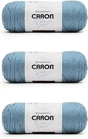 [Caron] Simply Soft Light Country Blue Yarn - 3 Pack of 170g/6oz - Acrylic - 4 Medium (Worsted) - 315 Yards - Knitting/Crochet