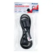 1PCE Piggy Back Extension Lead 1 Meter Black 240V 10A Max Load 2400W