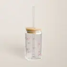 Bow Design Glass Sipper – 16oz Reusable Tumbler with Straw and Lid