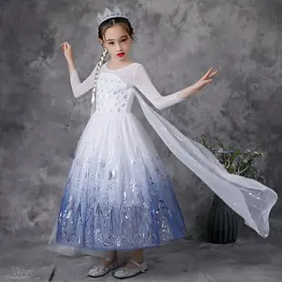 冰雪奇緣艾莎公主披風連身裙，公主裝 Elsa 萬聖節 萬聖裝扮 化裝舞會 話劇 派對，X射線【W080003】
