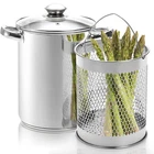 Asparagus Pot, 4 Quart Stainless Steel Steamer Cooker, Vegetable Asparagus Co...