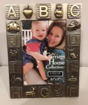 3.5X5 Inch baby Antique Brass Gold Picture Frame Rabbit & Bear ABC Blocks