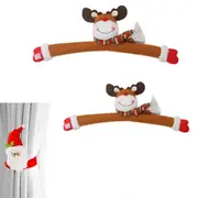 2pcs Christmas Curtain Buckle Tieback Santa Snowman ELK Window Decorations Christmas Cartoon Doll Curtain -ELK