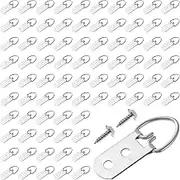 MANCHAP 200 PCS D Ring Picture Frame Hangers, 55 x 22mm Double Holes D Ring Hanging Hooks with Screws for Painting, Photos