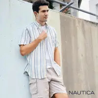 在飛比找momo購物網優惠-【NAUTICA】男裝 夏日清新直條紋短袖襯衫(白色)