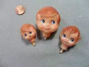 Vintage Celluloid 2 Boys and 1 Boy Elf Heads - Japan