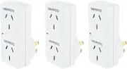 [3PCE] Sas Electrical Double Adaptor Surge Protection Power Indicator 240V 10A 2400W - White