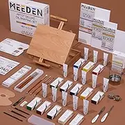 MEEDEN Oil Painting Set, Paint Supplies with Tabletop Easel, Art Painting Kit with 6 x 100ml Artist-Grade Oil Paints, Stainless Steel Palette Knives for Adults, Artist