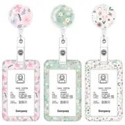 3 Set Floral Pattern ID Badge Holder with Retractable Reel, Retractable ID Ba...