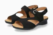 Mephisto Women's Prissie Black Bucksoft 900 Adjustable Hook & Loop Strap Sandals