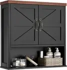 Farmhouse Wall Mounted Cabinet, Black Medicine Cabinet with Adjustable Shelf, fo
