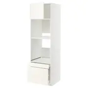 METOD / MAXIMERA hi cab f ov/combi ov w dr/2 drwrs, white/Vallstena white, 60x60x200 cm