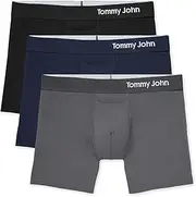 [Tommy John] Men's Underwear, Boxer Briefs, Cool Cotton Fabric Trunk with 4" Inseam, 3 Pack