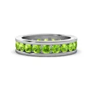 TriJewels Peridot Channel Set Eternity Ring 3 1/5 ctw 18K White Gold JP:22427