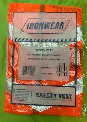 Ironwear Safety Vest Orange Mesh Silver Reflective Tape Breakaway OSFA