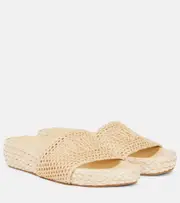 [Chloe] Chloé Isla raffia-effect slides AU 7 beige