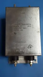 EMI Filters , 45 Amp, Filter Concepts, SE45AF, 120/250AC, 50/60HZ (ONE)