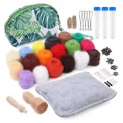 Wool Felt Tool and Storage Bag, for Felted Animal, Wool Roving 18 Colors Set