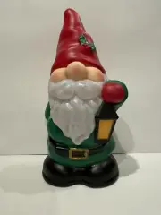 Gnome Elf Holding Lantern 11” Light-Up Plastic Blow Mold Vintage Style NEW