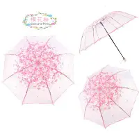 在飛比找Yahoo!奇摩拍賣優惠-日本浪漫櫻花三摺傘 雨傘 折疊透明傘 手動傘自動傘 晴雨傘 