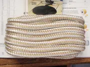 DOCK LINE 1/2X25FT DOUBLE BRAID GOLD WHITE 40041 SPLICED BOAT DOCKLINE NYLON