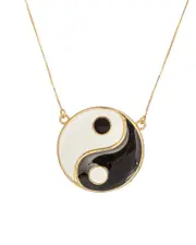 Eye Candy LA The Luxe Collection Silver Enamel Yin & Yang Pendant Necklace