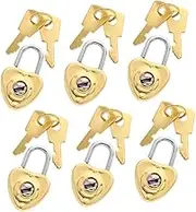 DECORNIJIA 6Sets Mini Heart Shaped Padlock Cute Decorative Heart Locks for Luggage Diaries Adorable Symbolizing Love Commitment