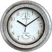 Garden Clocks Outdoor, 12 Inches Retro Silent Quartz Clock Outdoor Clocks for The Garden Wall Mounted Electroplating Paint Frame Garden Outside Wall Clock Indoor Outdoor Decoration