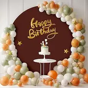 Babenest 6.6FT Brown Round Backdrop Cover, Two-Sided Spandex Circle Balloon Arch Stand Cover for Party Wedding Ceremony Birthday Baby Shower Anniversary Decoration