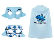 CRONULLA SHARKS NRL TEAM LOGO YOUTH KIDS SUPERHERO PACK MASCOT MASK & HERO CAPE