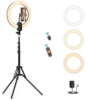 12" Selfie Ring Light with 63" Tripod Stand/Phone Holder, QEUOOIY 20W LED Cir...