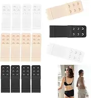 [Hawfund] Bra Extenders Pack of 12 - Adjustable Back Extension for Women with 2 Hooks (Black/White/Skin Colour) - Soft Cotton Material & Stainless Steel Hooks for Pregnancy, Nursing & Comfort - 9.5 cm, White
