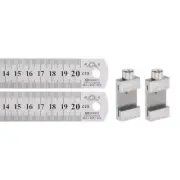 2Pcs Stainless Steel Ruler with 27mm Scriber Block 8" Metric Inch Ruler