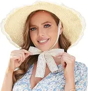 [RainFlowwer] Straw Hat for Women, Straw Sun Hat, Woven Wide Brim Hat Floppy Beach Hats,Sun Protective Accessories