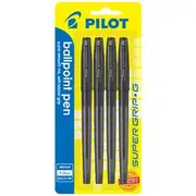 Pilot Super Grip G Ballpoint Pen 1.0mm Black 4 Pack