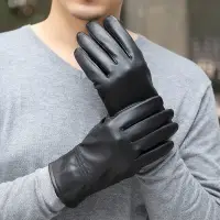 在飛比找樂天市場購物網優惠-真皮手套保暖手套-冬季綿羊皮加絨黑色男手套73wm35【獨家