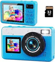 Digital Camera, 4K&48MP 10FT Underwater Camera with 32G, 2.8'' Dual Screen Waterproof Compact Small Portable for Snorkeling,18X Digital Zoom for Kids Teenagers Beginners Adults