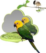 Cockatiel Mirror for Cage,Parakeet Perches Bird Toys - Bird Mirror, Parakeet Mirror with Feeding Cup, Parrot Perch Bird Supplies, Bird Cage Accessories